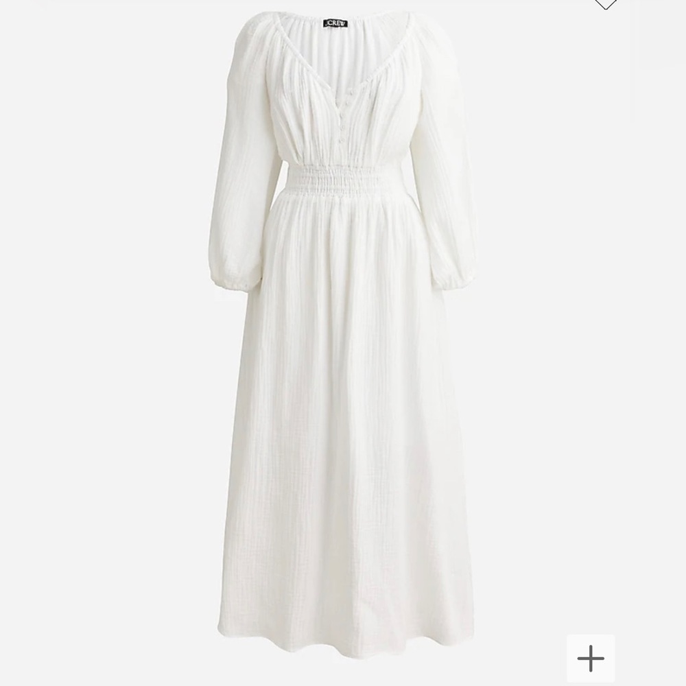 J. Crew White Long Sleeve Maxi Dress